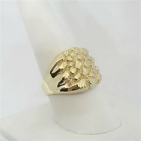 Solid 18k Yellow Gold Extra Large Diamond Cut Mens Nugget Etsy