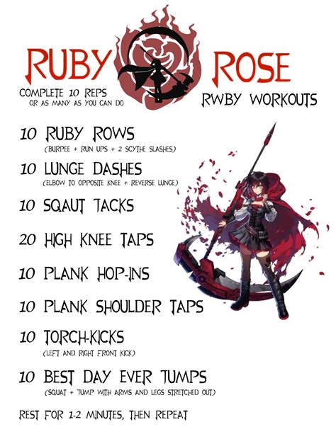 Rwby Workouts Ruby Rose Train Like Ruby With This Rwby Inspired Hiit Workout Routine Rwby