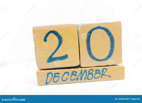 December 20th Day 20 Of Month Calendar On Wooden Background Handmade