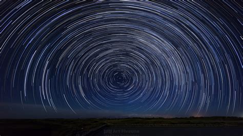 Wallpaper Landscape Night Sky Long Exposure Earth Circle