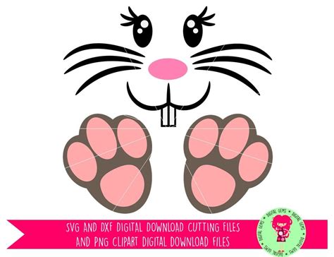 Easter Bunny Face And Feet Svg Dxf Cutting File For Cricut
