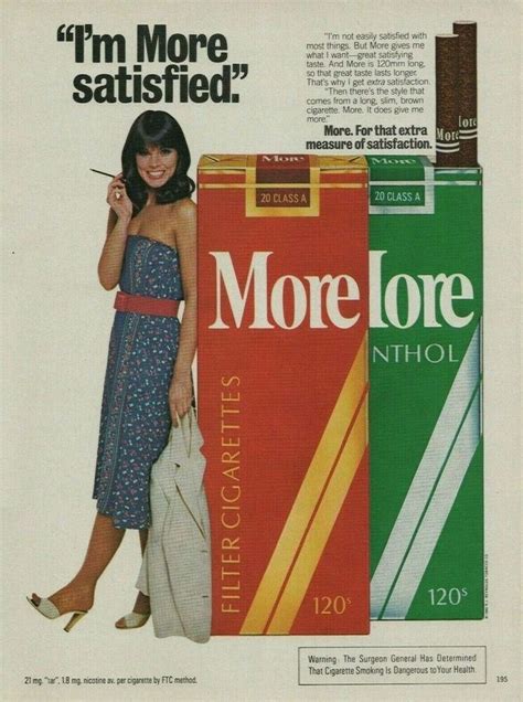 1980 More Cigarettes 120s Menthol Im More Satisfied Woman Vintage