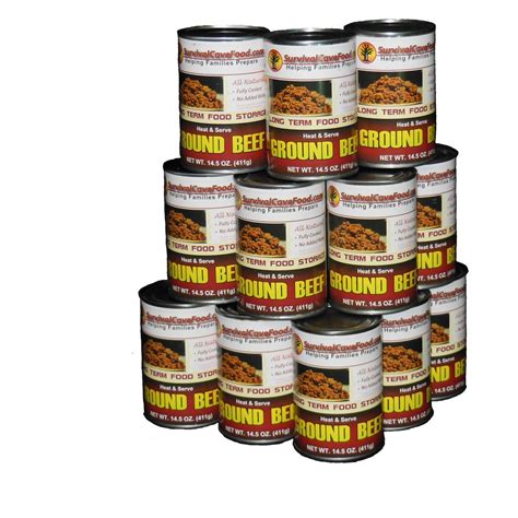 Survival Cave Food Canned Ground Beef 12 Pack 145 Oz Cans 235566