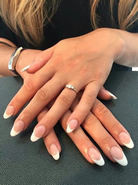 Oval Acrylic French Manicure French Manicure Acrylic Nails French