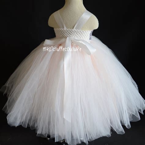 Blush And Grey Flower Girl Tutu Dress Malibuli And Co