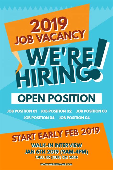 Job Vacancy Poster Template Free
