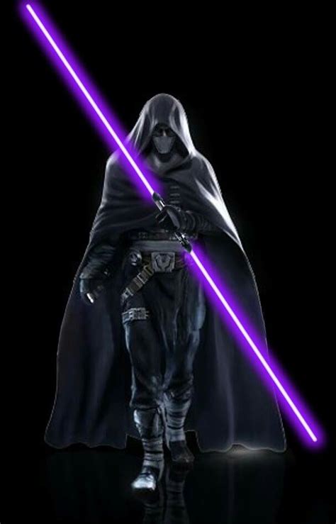 A Person With A Purple Light Saber In Their Hand