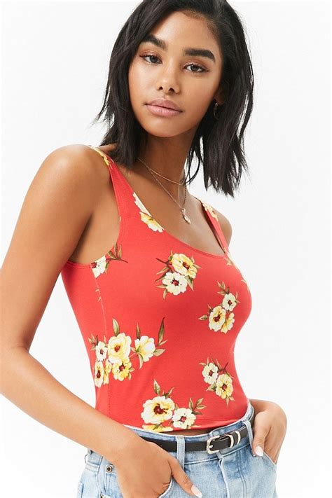 Floral Cropped Tank Top Forever 21 Cropped Tank Top Forever21 Tops Tank Tops
