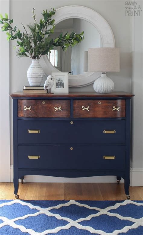 That way any residue left. Dresser Makeover in Navy and Brass - Saw Nail and Paint