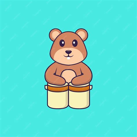 Premium Vector Cute Squirrel Is Playing Drums Animal Cartoon Concept