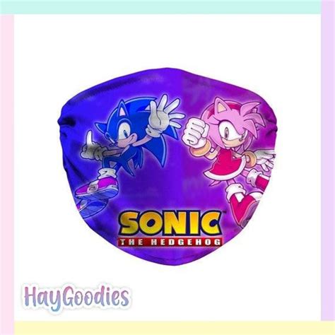 Amy Rose And Sonic Custom Print Face Mask Covering Sonic The Etsy
