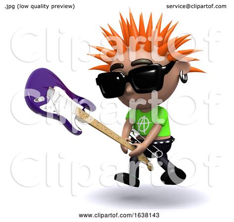3d Punk Smashes Guitar On A White Background By Steve Young 1638143