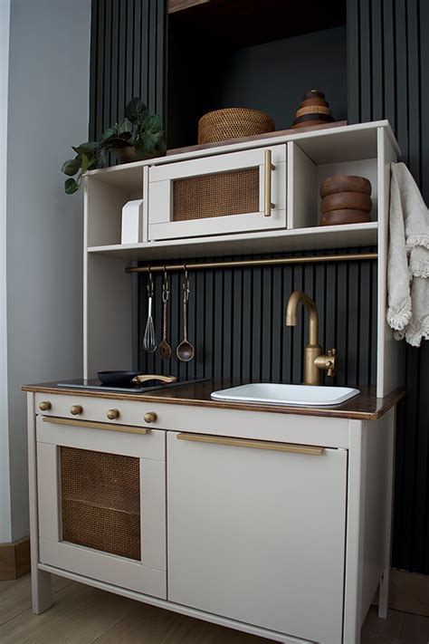 Being an interior designer, the idea of remodeling or customizing a mini kitchen was very intriguing. Modern Play Kitchen: IKEA Duktig Hack | brepurposed