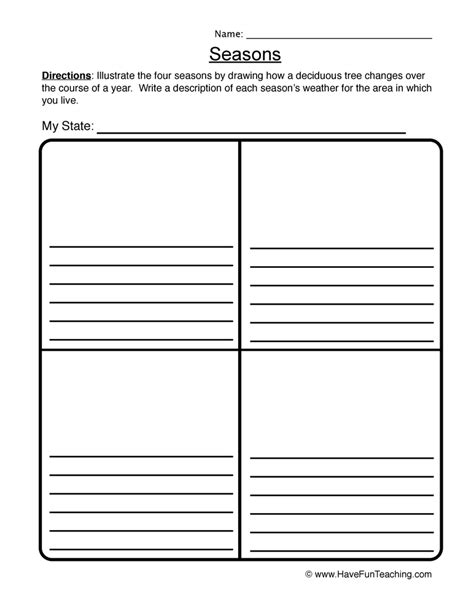 Seasons Drawing Worksheet By Teach Simple