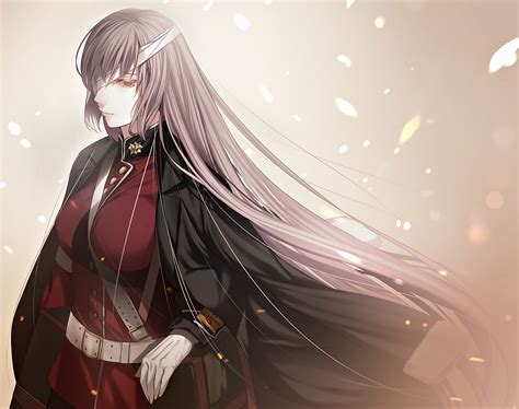 Wallpaper Long Hair Anime Girls Gloves Red Eyes Gray Hair Fate