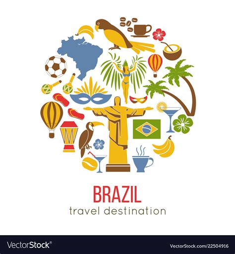 Brazil Sightseeing Landmarks And Famous Royalty Free Vector