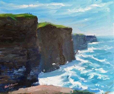 Original Oil Painting Cliffs Of Moher Wild Atlantic Way Oil