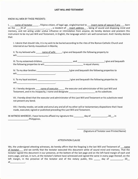 Last Will And Testament Template Microsoft Word Gertypinoy