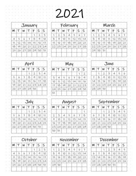 Free Printable Year At A Glance Calendar 2022