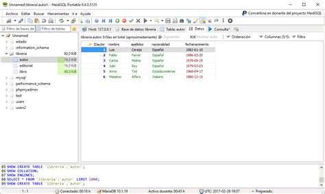 Ejercicios De Mysql Insertar Datos En La Tabla Autor De La Base De