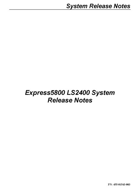 Nec Express5800 Ls2400 Release Notes Pdf Download Manualslib