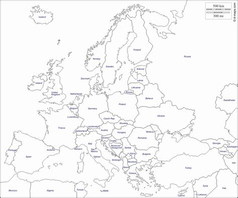 Europe Map Blank Color