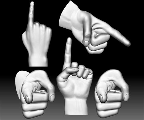 Hand Point Gesture STL Bas Relief 3D printable model 4