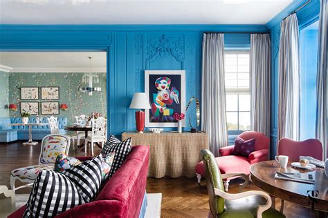 Blue Eclectic Living Room Interior Design Ideas