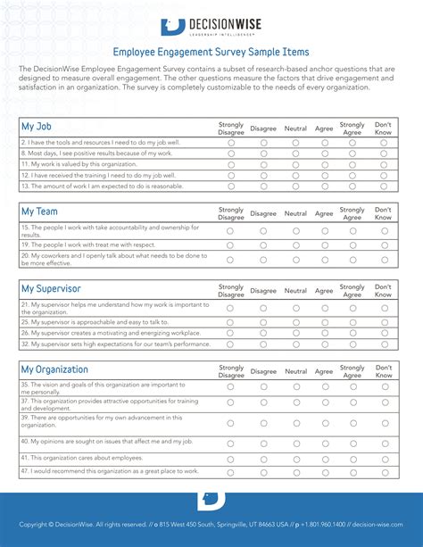 Free 1 Employee Engagement Survey Forms In Pdf