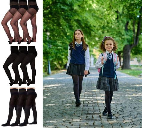 Girls Black Back To School Classic Tights 3 Pack 20 60 80 100 Den 9 16