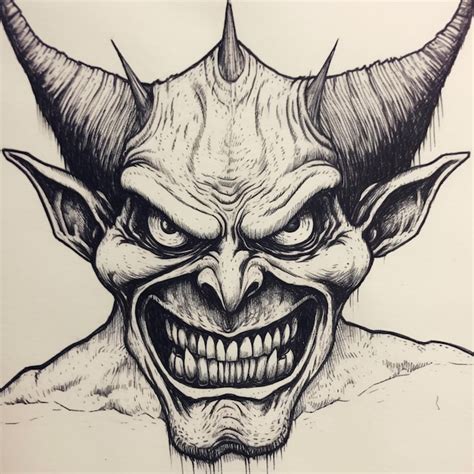 Premium Ai Image Drawing Of A Demon With A Big Smile On His Face
