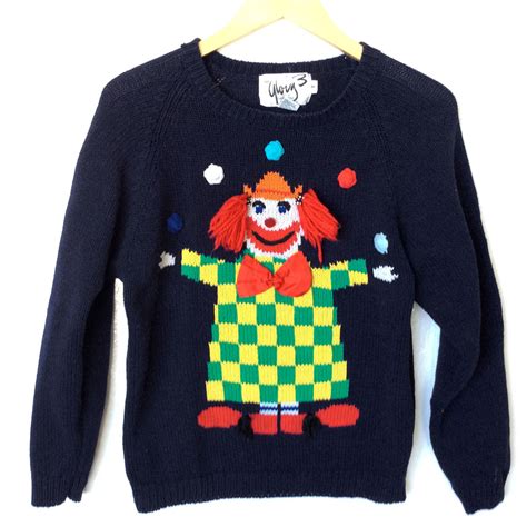 Creepy Clown Vintage 80s Tacky Ugly Sweater The Ugly Sweater Shop