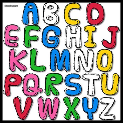 Alphabet Clip Art Alphabet Letters Clipart Digital Clip Etsy