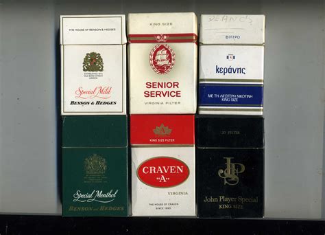 Cigarette Packets Bandh Special Menthol Craven A King Size Jps John