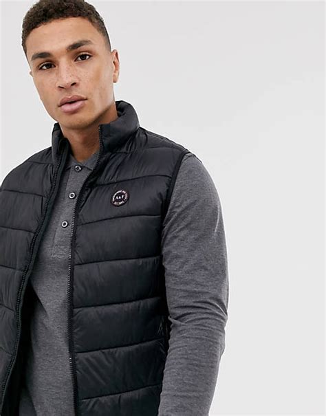 abercrombie and fitch lightweight primaloft puffer singlet in black asos