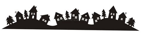 Download Village, black silhouette stock vector. Illustration of design - 48022173