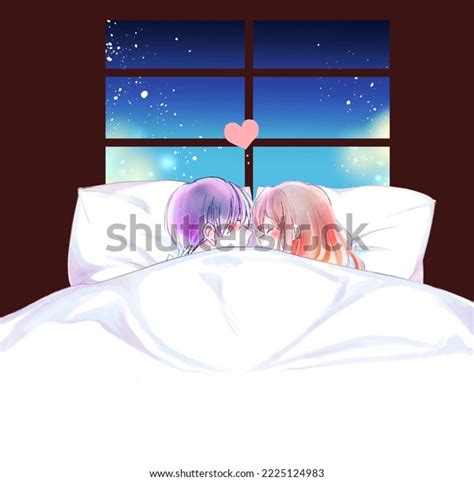 Man Woman Facing Each Other Bed Stock Illustration 2225124983