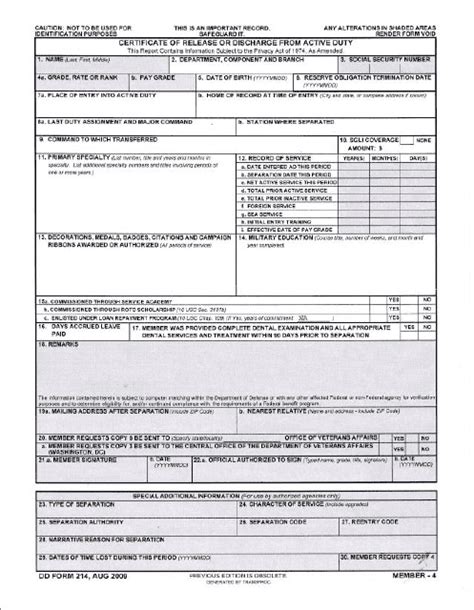 15 Printable Blank Dd214 Form Templates Fillable Samples In Pdf Word To