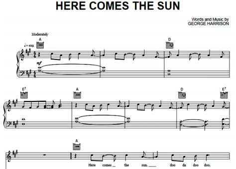 The Beatles Here Comes The Sun Free Sheet Music Pdf For Piano The