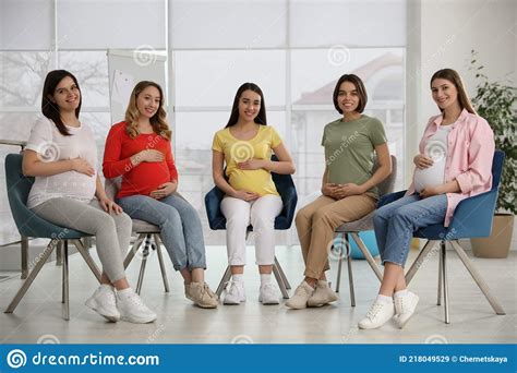 Group Of Pregnant Women At Courses For Expectant Mothers Indoors Stock Image Image Of Care