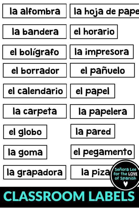 Spanish Labels Spanish Classroom Objects Spanish Classroom
