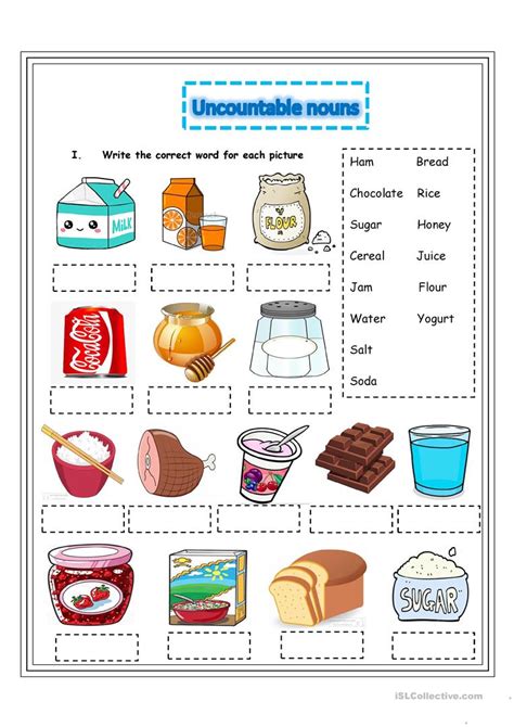 Countable And Uncountable Foods English Esl Worksheets For Distance