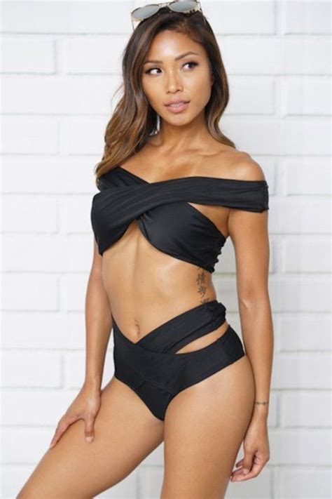 Amina Black Off Shoulder Bikini Set Bikinis Black Bikini High Rise