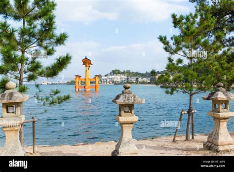 Floating Torii Gate In Hiroshima Of Japan Itsukushima Shine Stock