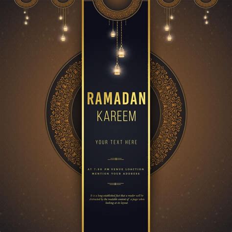 Premium Vector Ramadan Kareem Dark Brown Blue Background Islamic