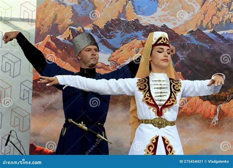 Ossetians In National Costumes Dance Folk Mountain Dances Editorial