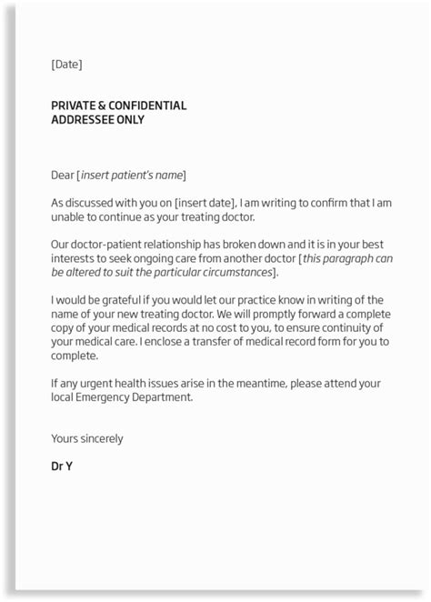Ending The Doctor Patient Relationship Template Letter Mda National