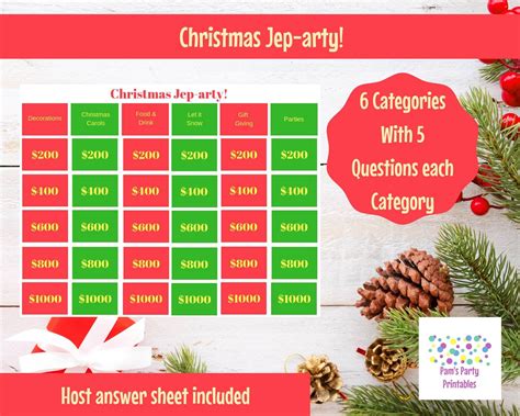Christmas Jep-arty! - Printable Game, Classroom Game, Family Game, Party Game, Holiday Game ...