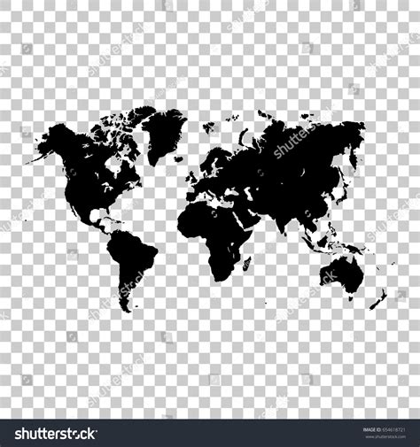 World Map Isolated On Transparent Background Stock Vector 654618721
