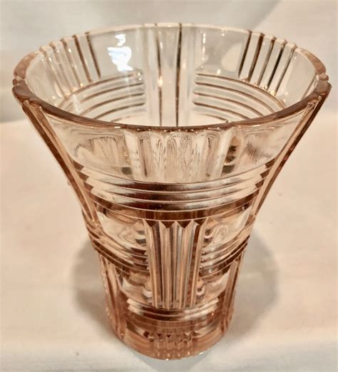 Vintage Blush Pink Depression Glass Basketweave Vase Hocking Glass Co
